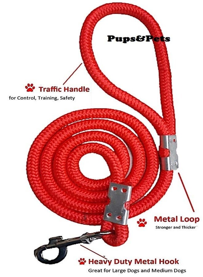 Pups&Pets Stylish Comfortable 12mm Nylon Red Dog Rope Leash-for Medium Pets & Dogs - Image 2